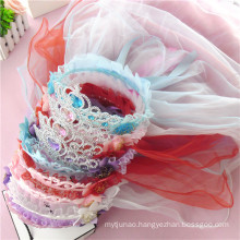 Crown Tiara Wreath Long Veil Princess Kids Headband Children's Party Festival Hair Accessories Hairband Korean Handmade Gift